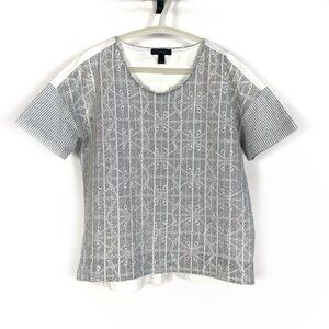 J Crew Light Gray Eyelet Blouse Top - S